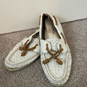 White woven sperrys